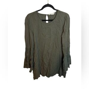 BCBGeneration Olive Green Bell Sleeve Mini Shift Dress